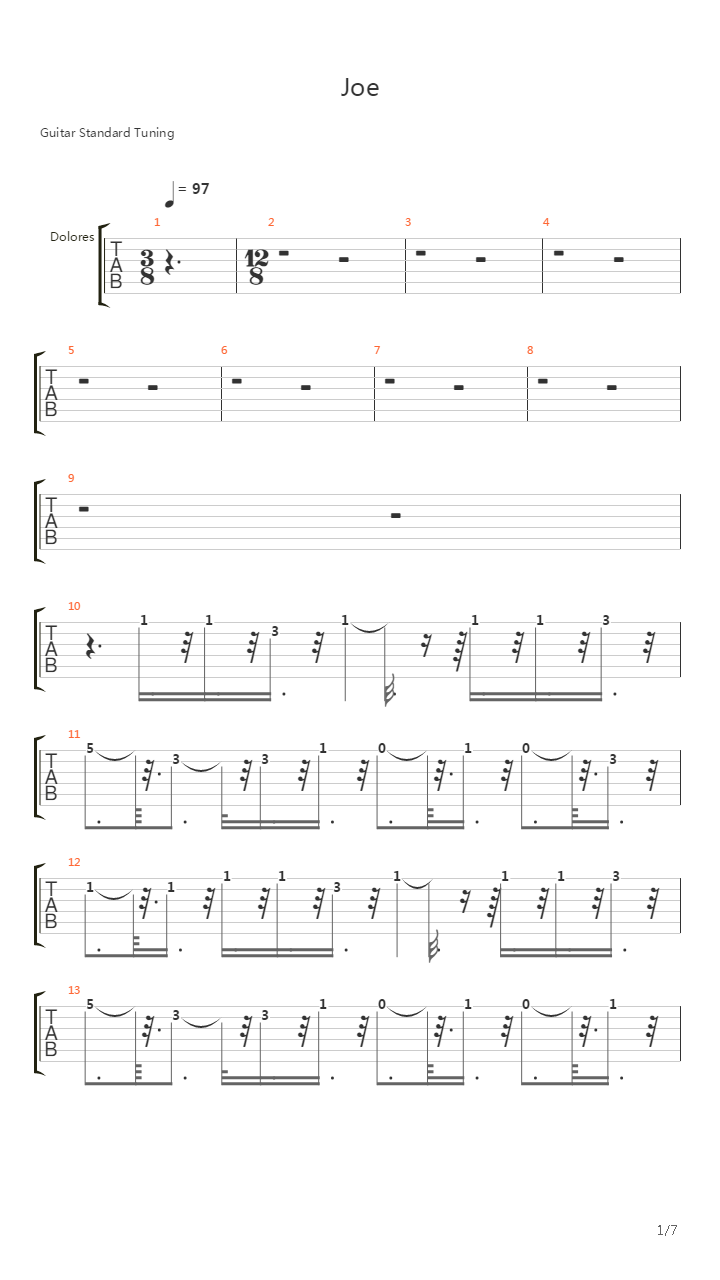 Joe吉他谱