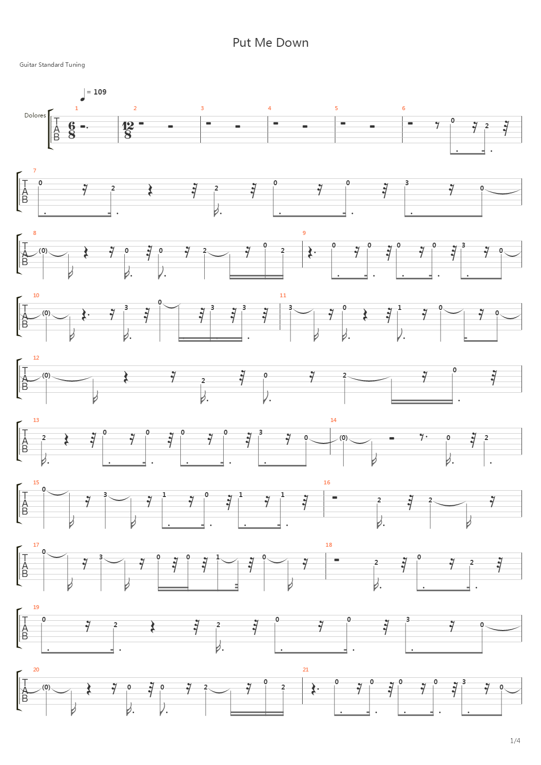 Put Me Down吉他谱