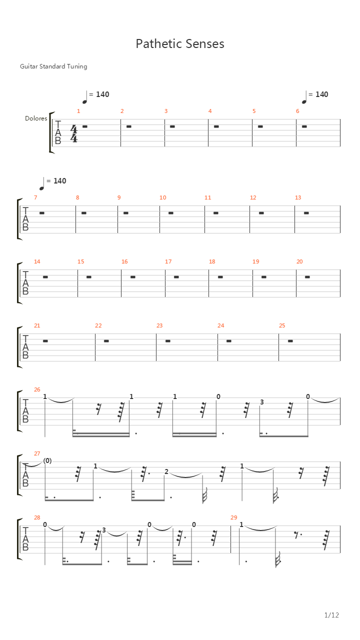 Pathetic Senses吉他谱