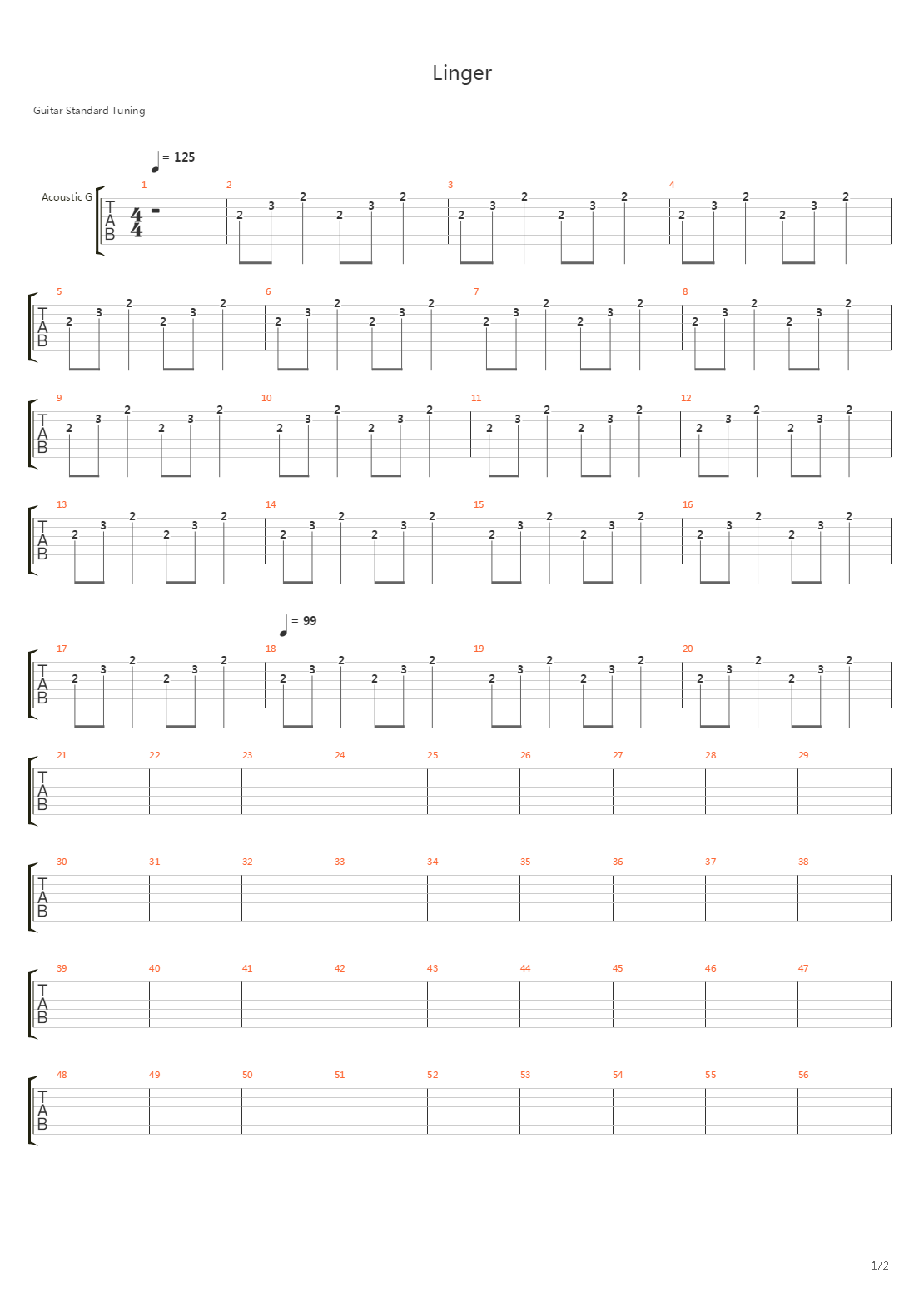 Linger吉他谱