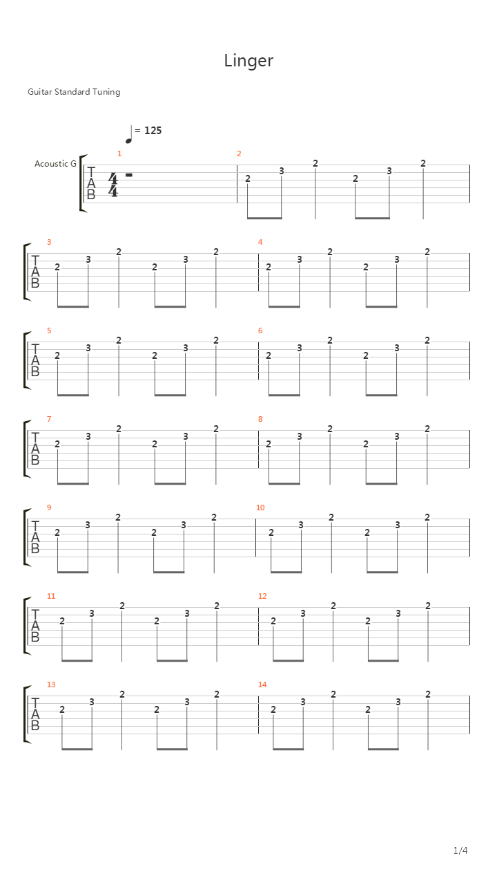 Linger吉他谱