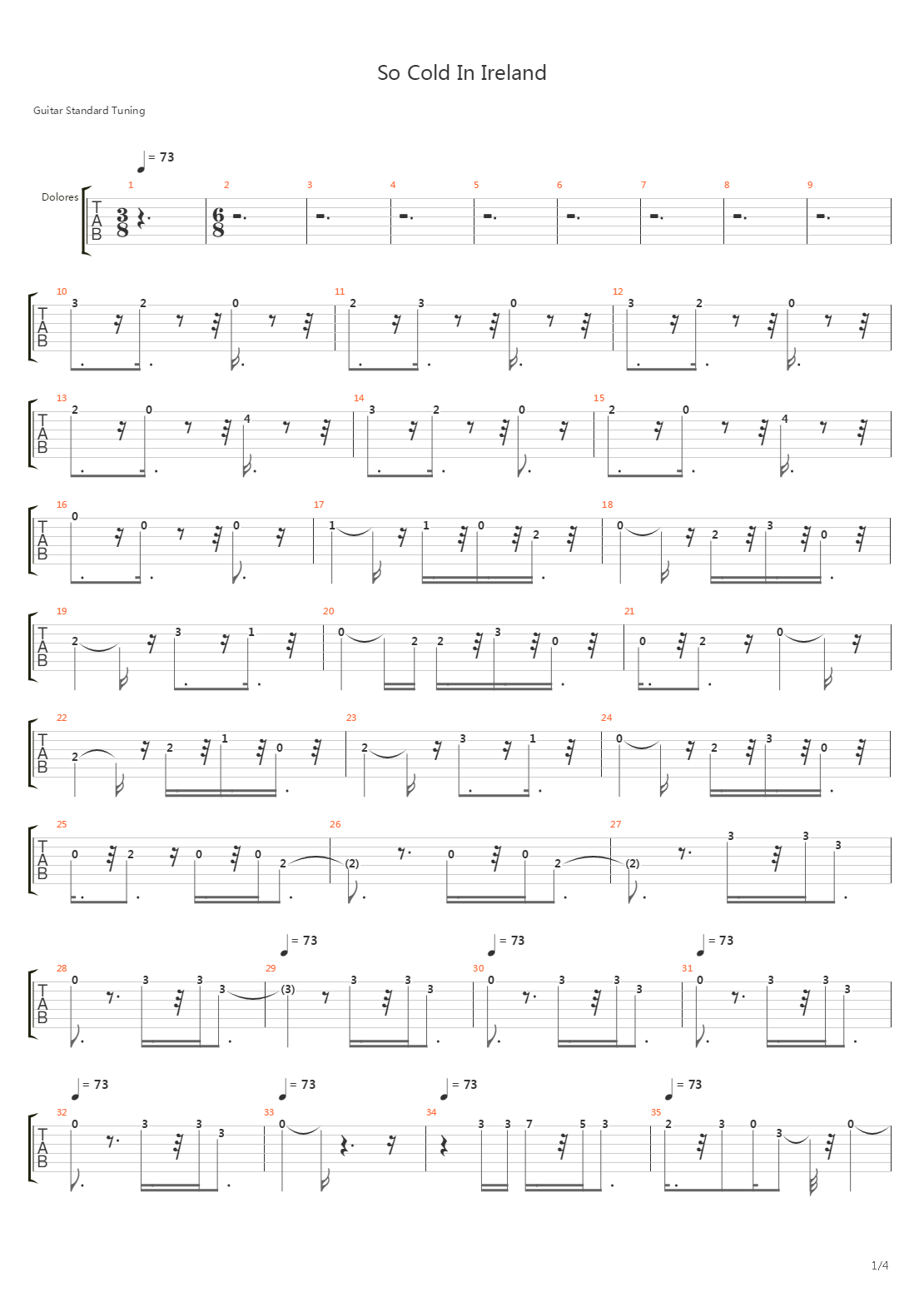So Cold In Ireland吉他谱