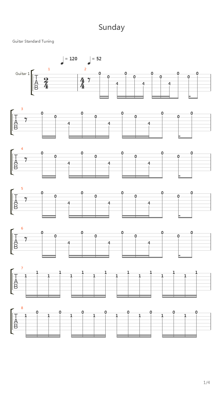 Sunday吉他谱