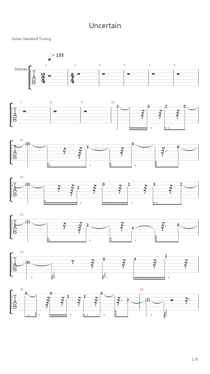 Uncertain吉他谱