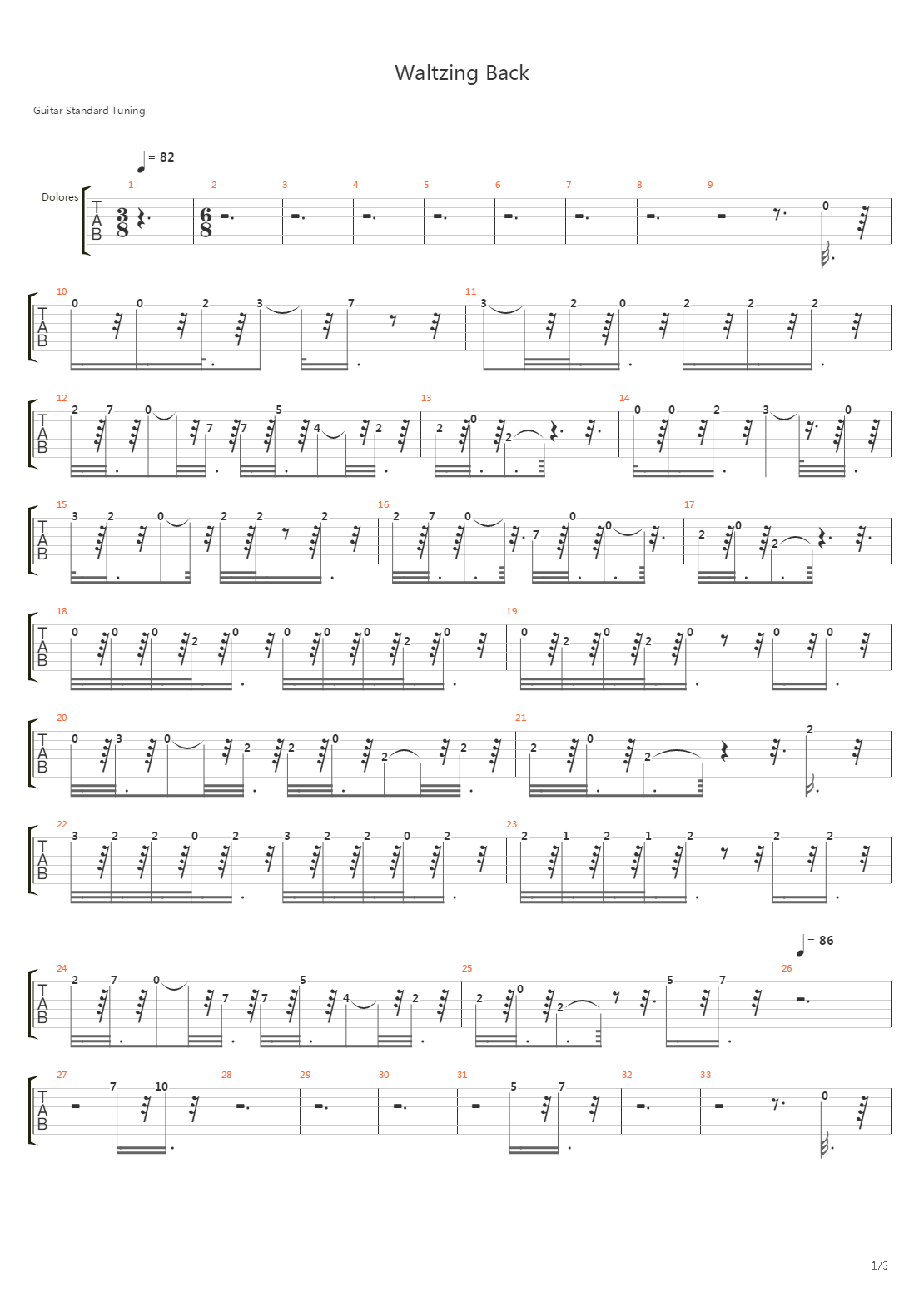 Waltzing Back吉他谱