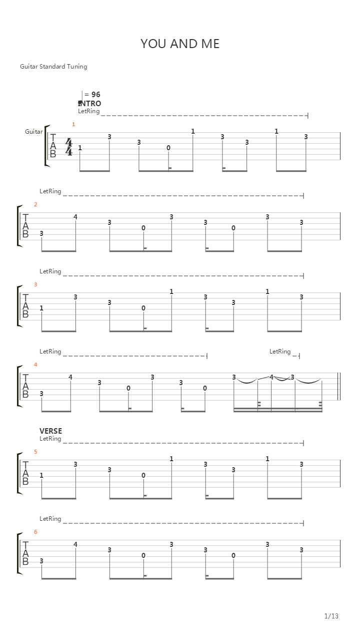 You And Me吉他谱