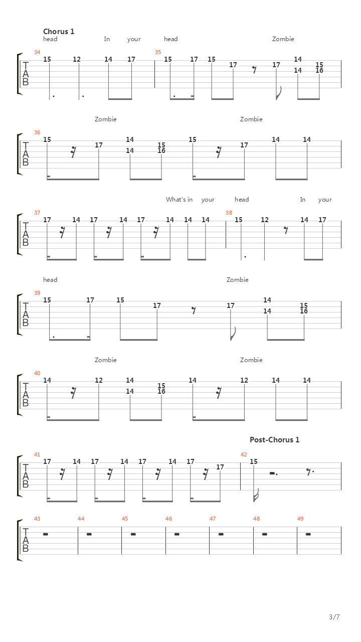 Zombie吉他谱