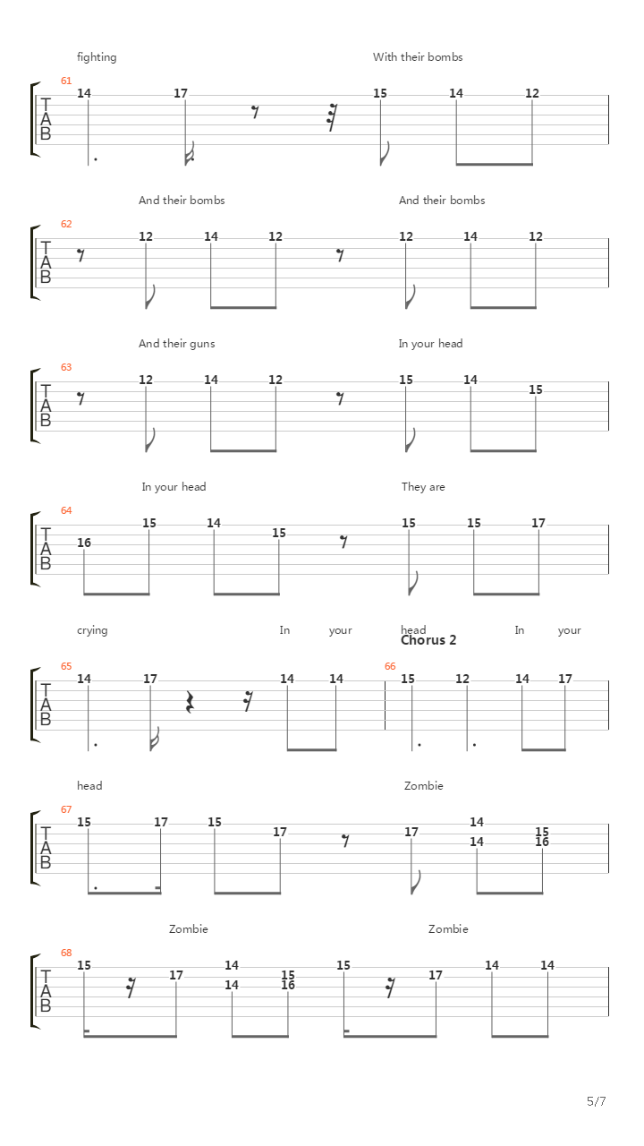 Zombie吉他谱