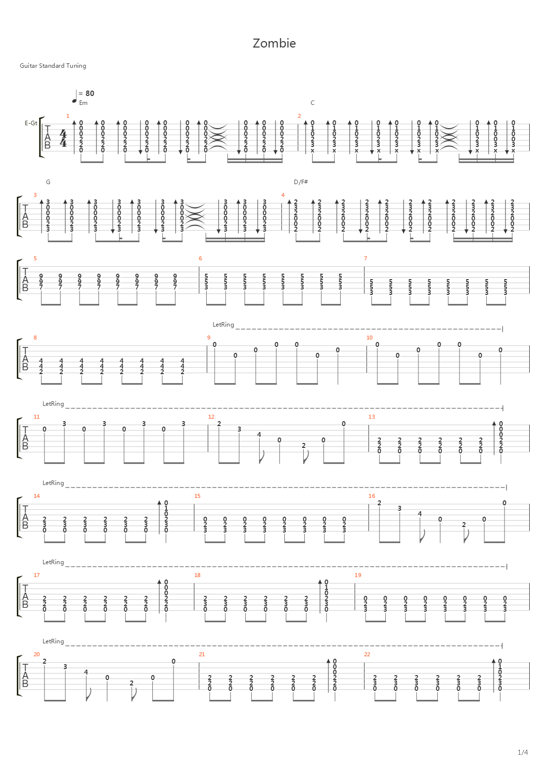 Zombie吉他谱