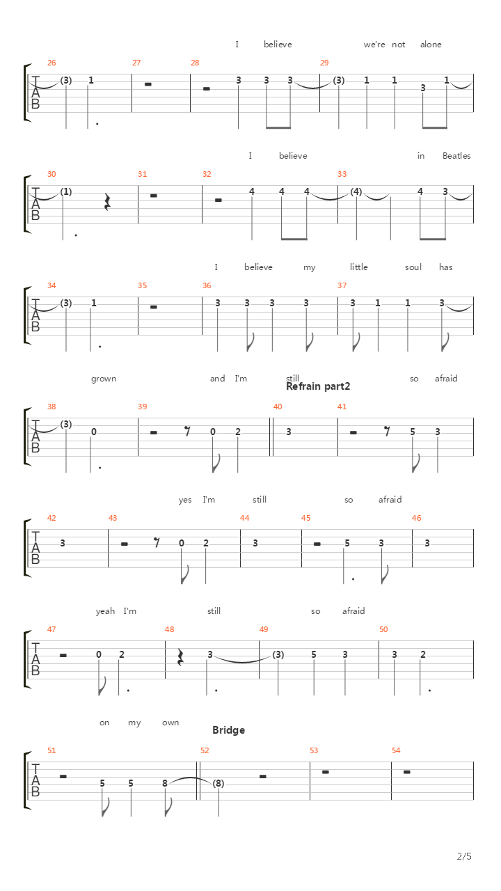 Afraid吉他谱