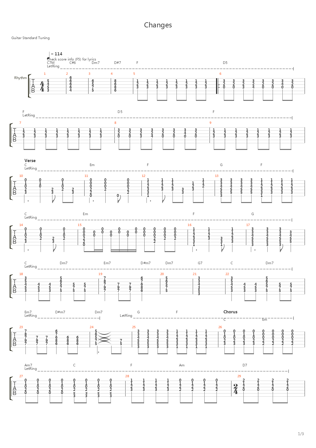 Changes吉他谱