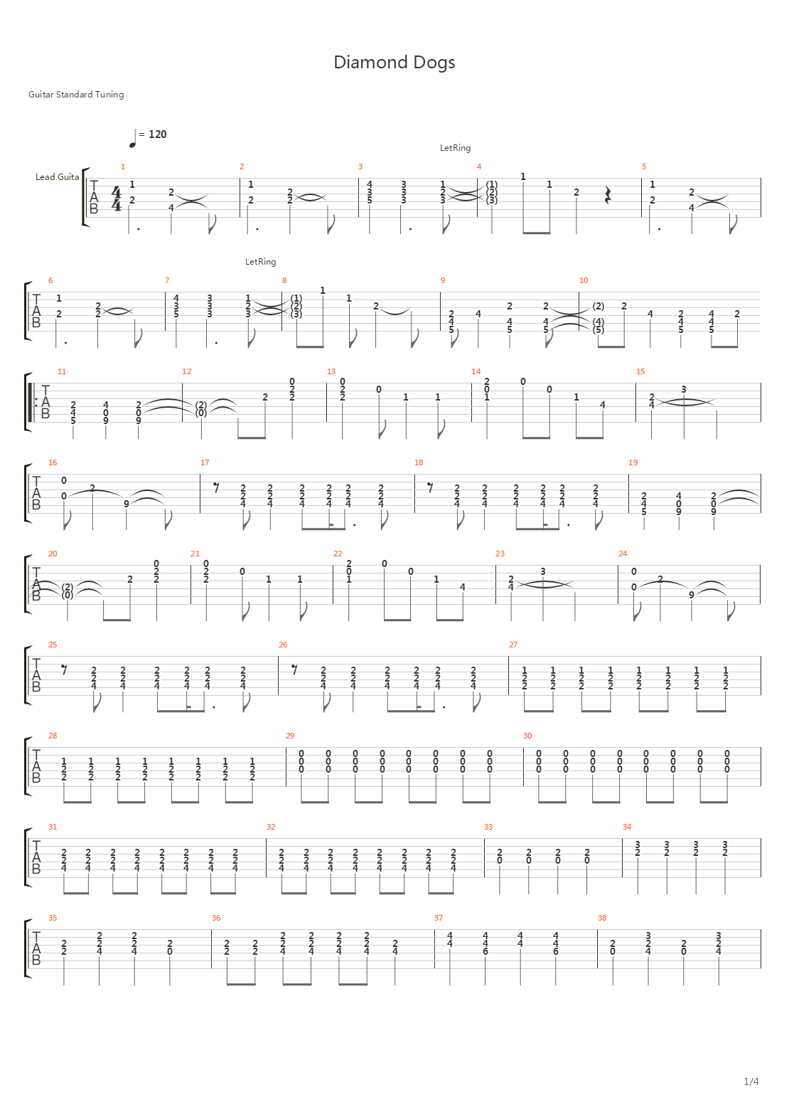 Diamond Dogs吉他谱