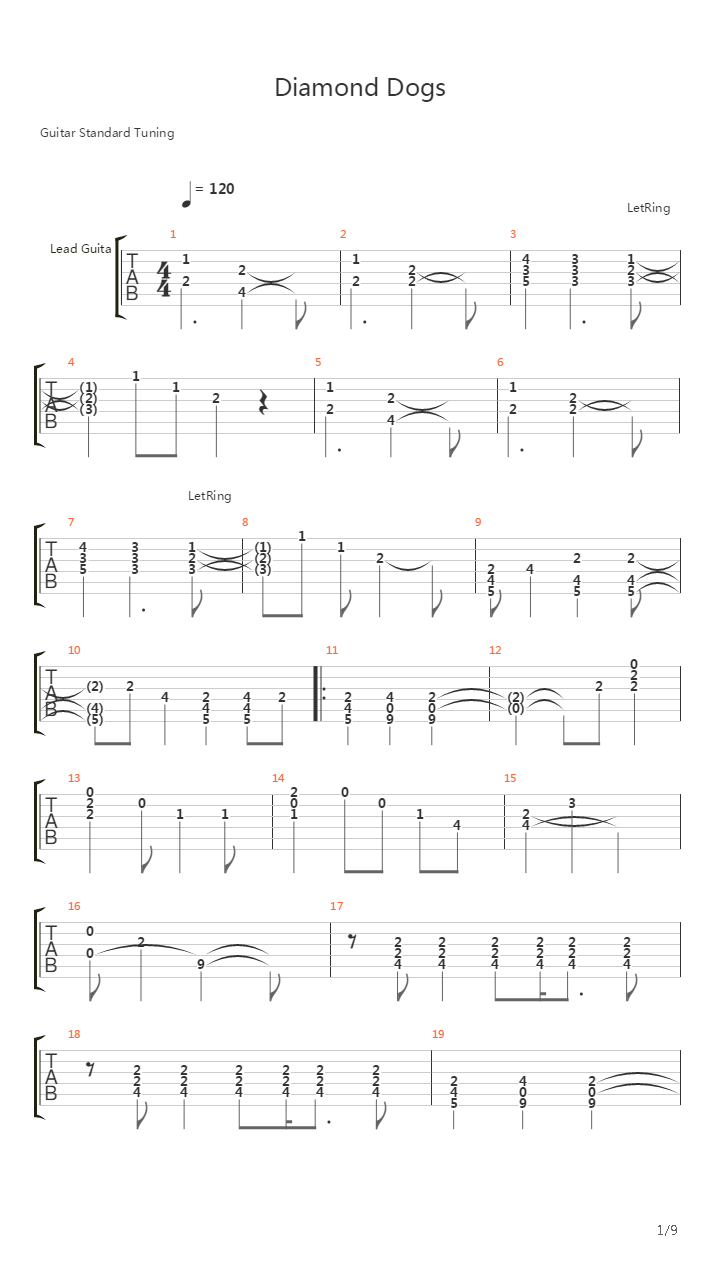 Diamond Dogs吉他谱