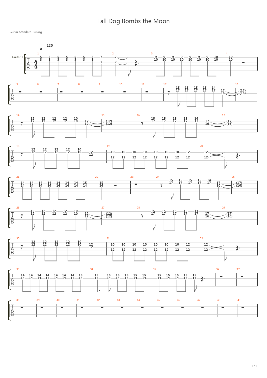 Fall Dog Bombs The Moon吉他谱