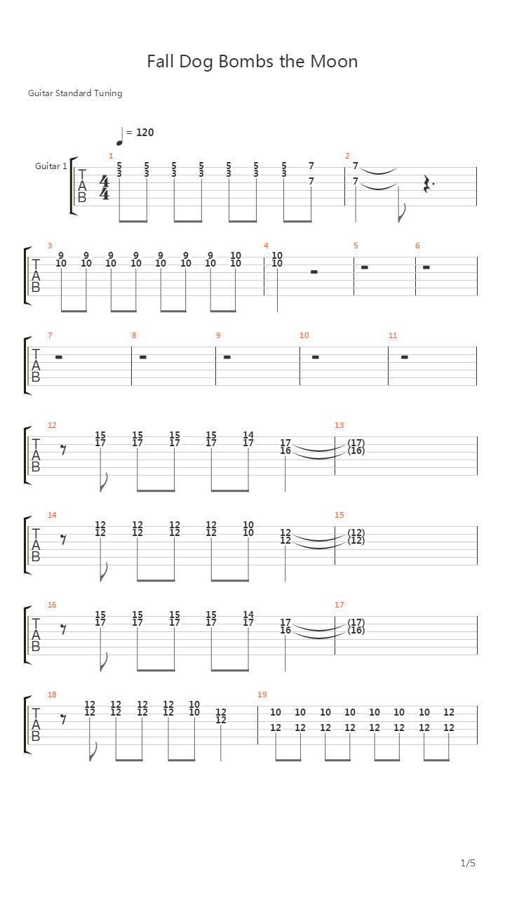 Fall Dog Bombs The Moon吉他谱