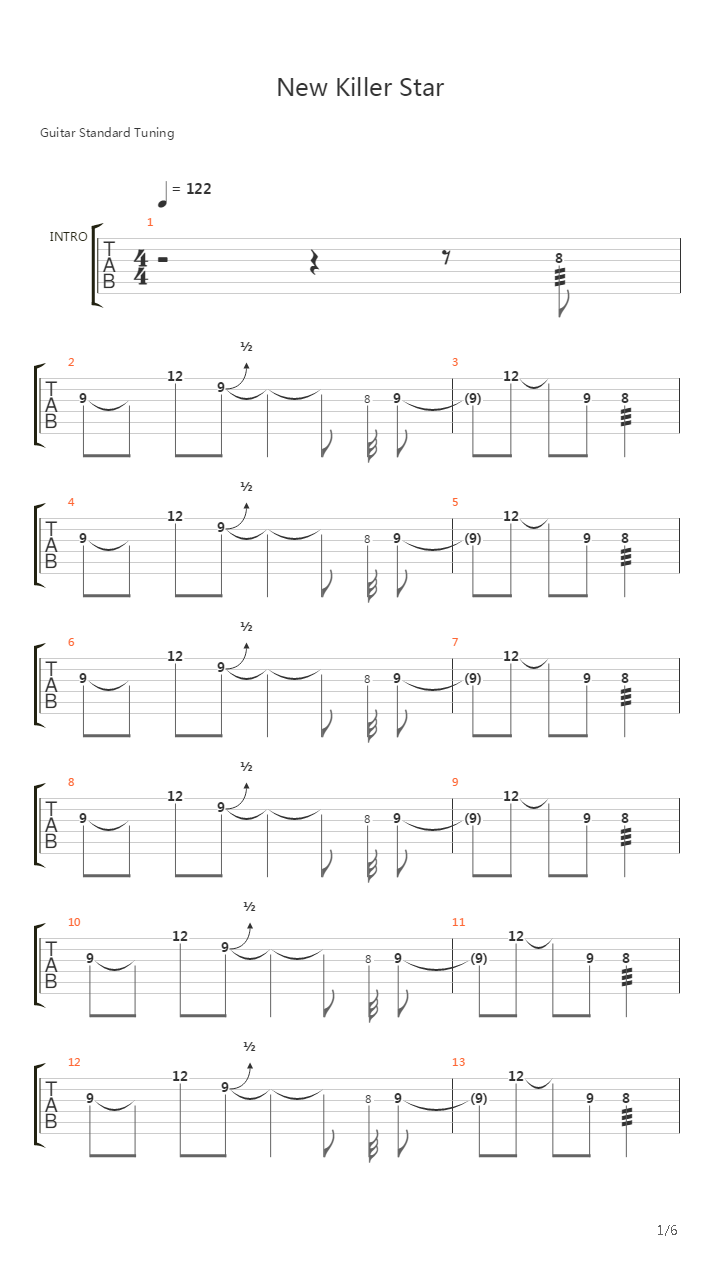 New Killer Star吉他谱