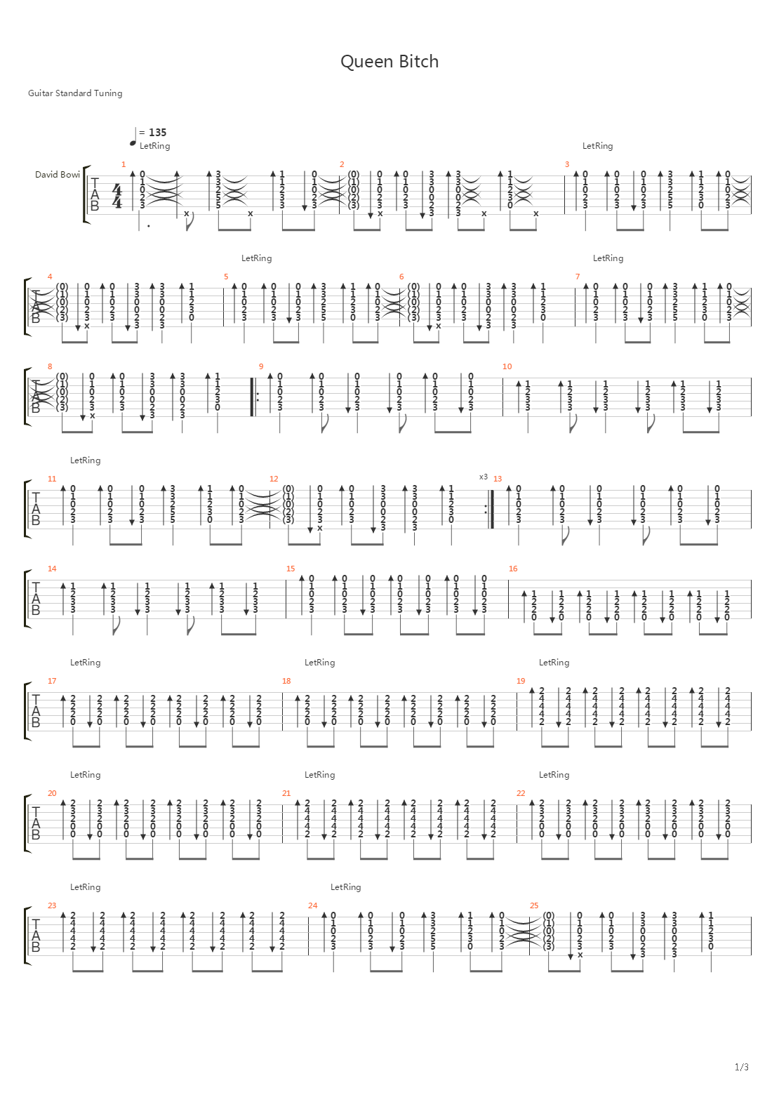 Queen Bitch吉他谱