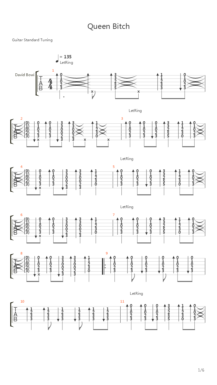 Queen Bitch吉他谱