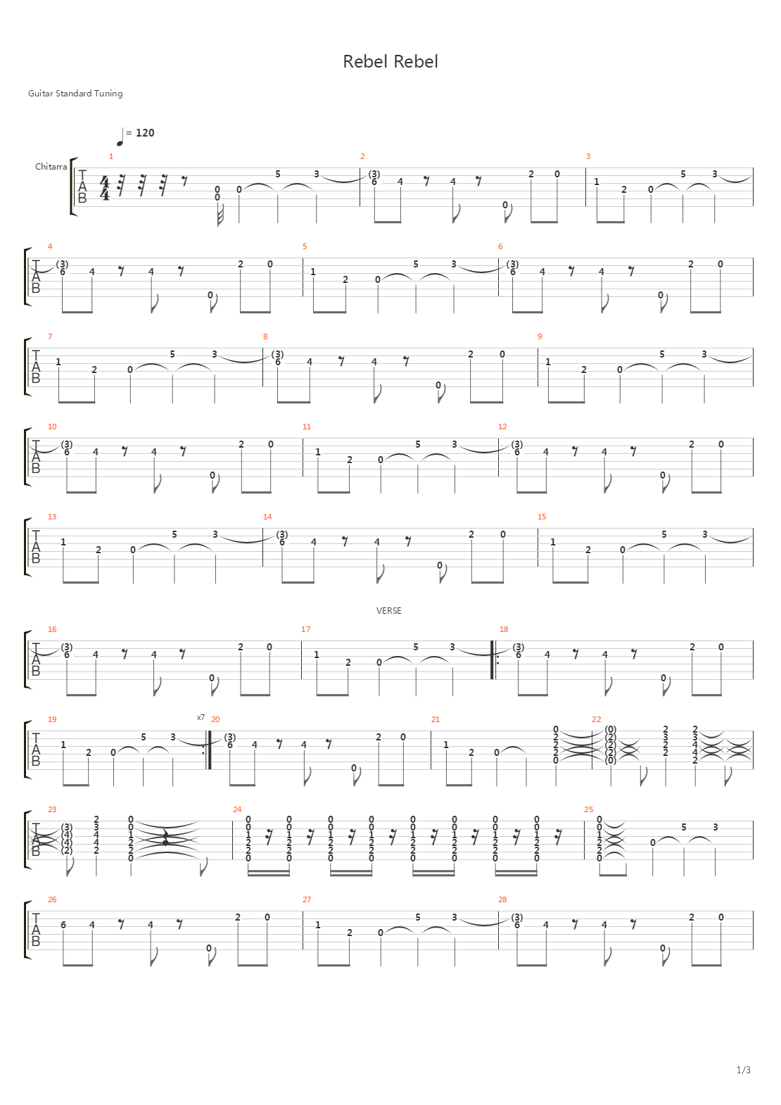 Rebel Rebel吉他谱