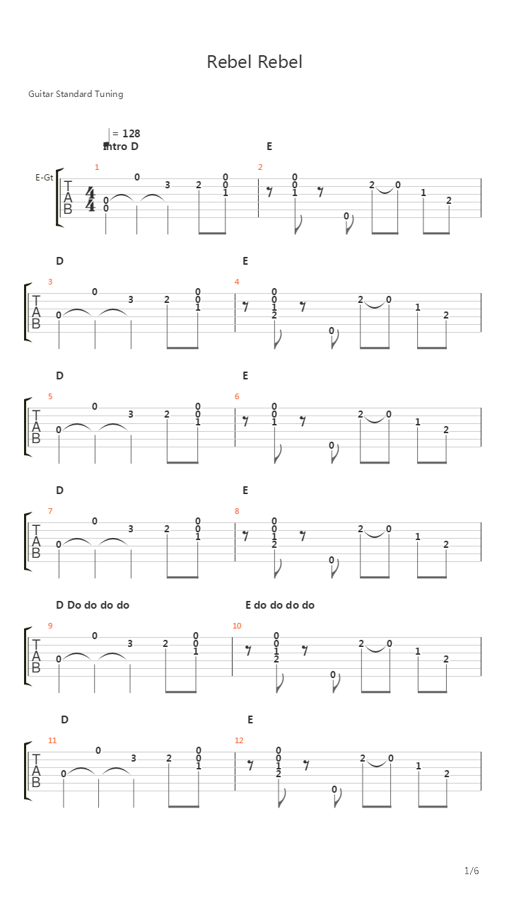 Rebel Rebel吉他谱