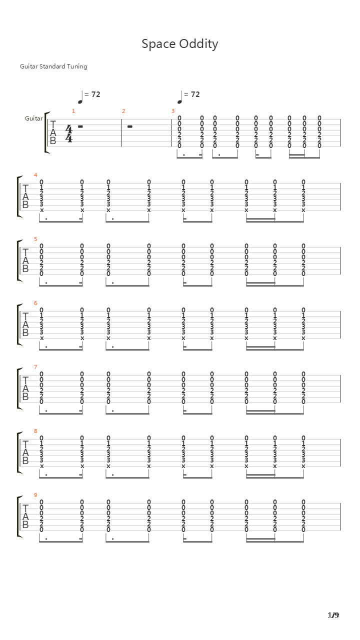 Space Oddity吉他谱
