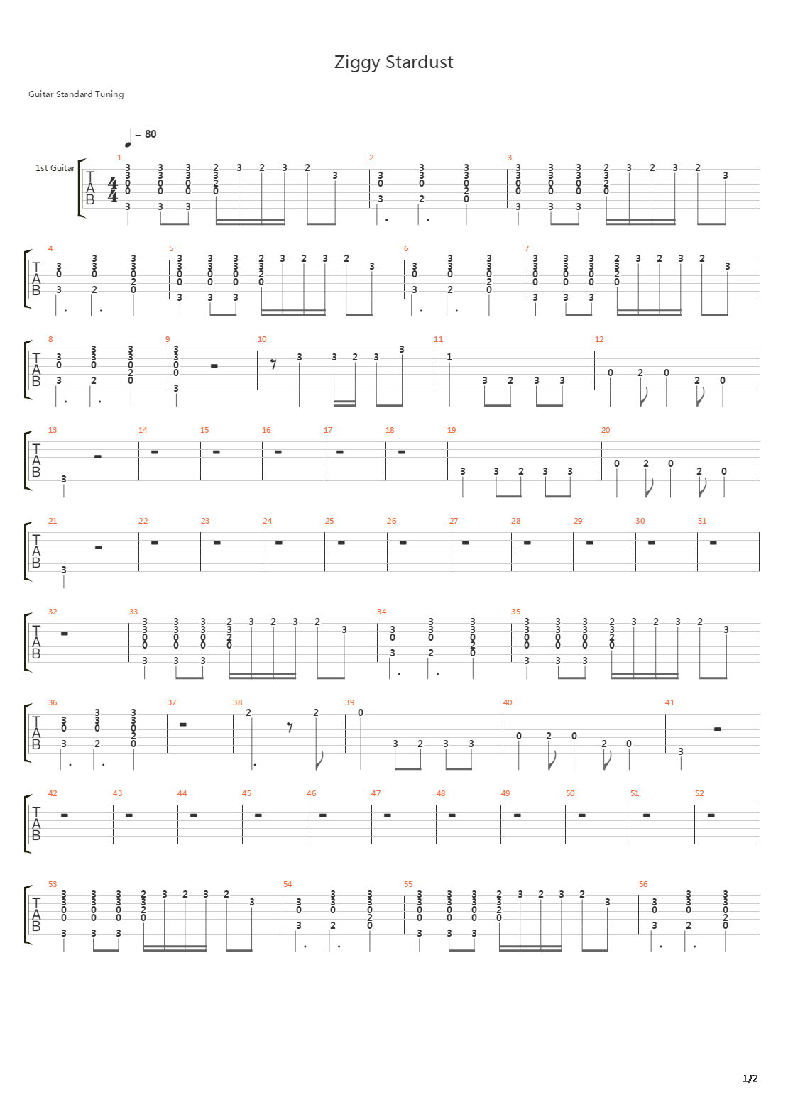 Ziggy Stardust吉他谱