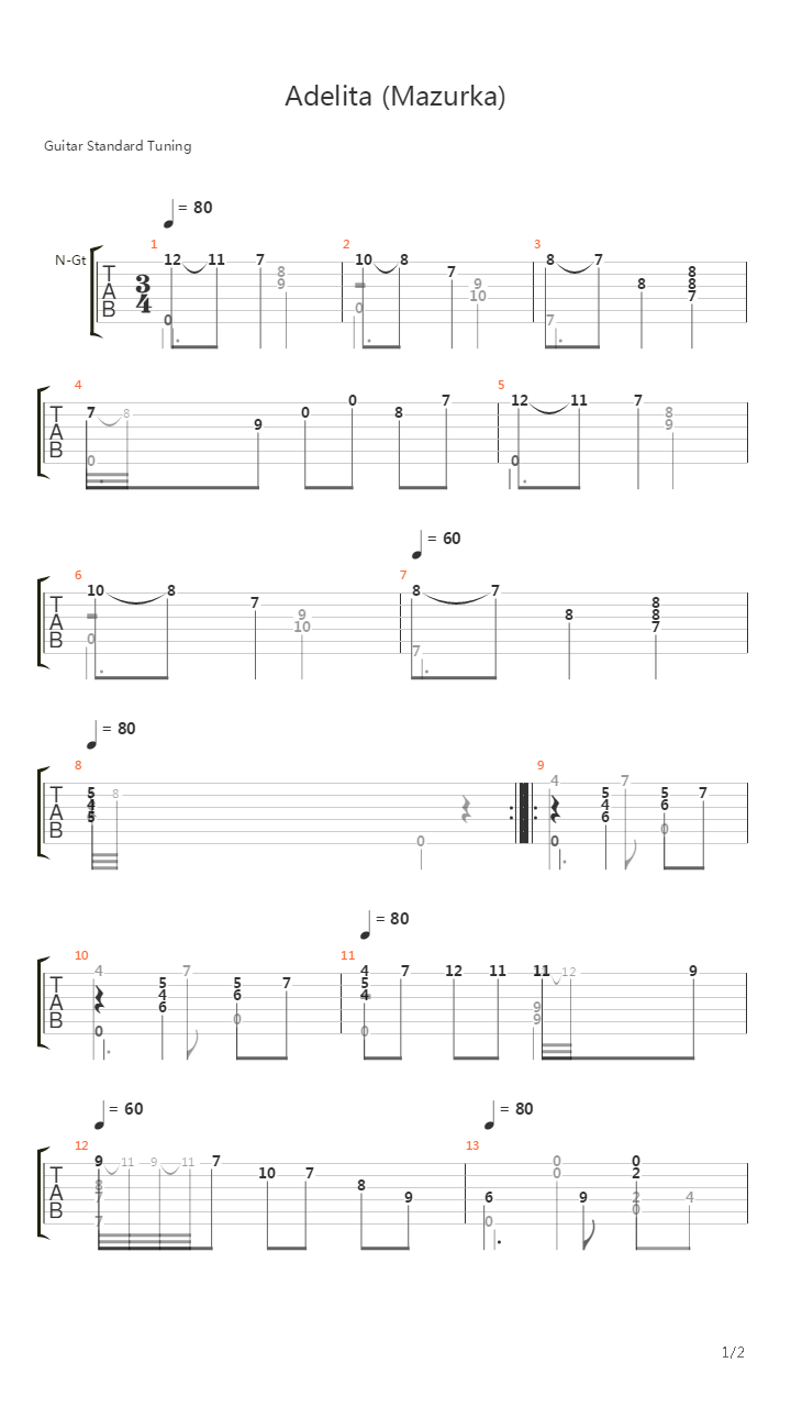 Adelita吉他谱