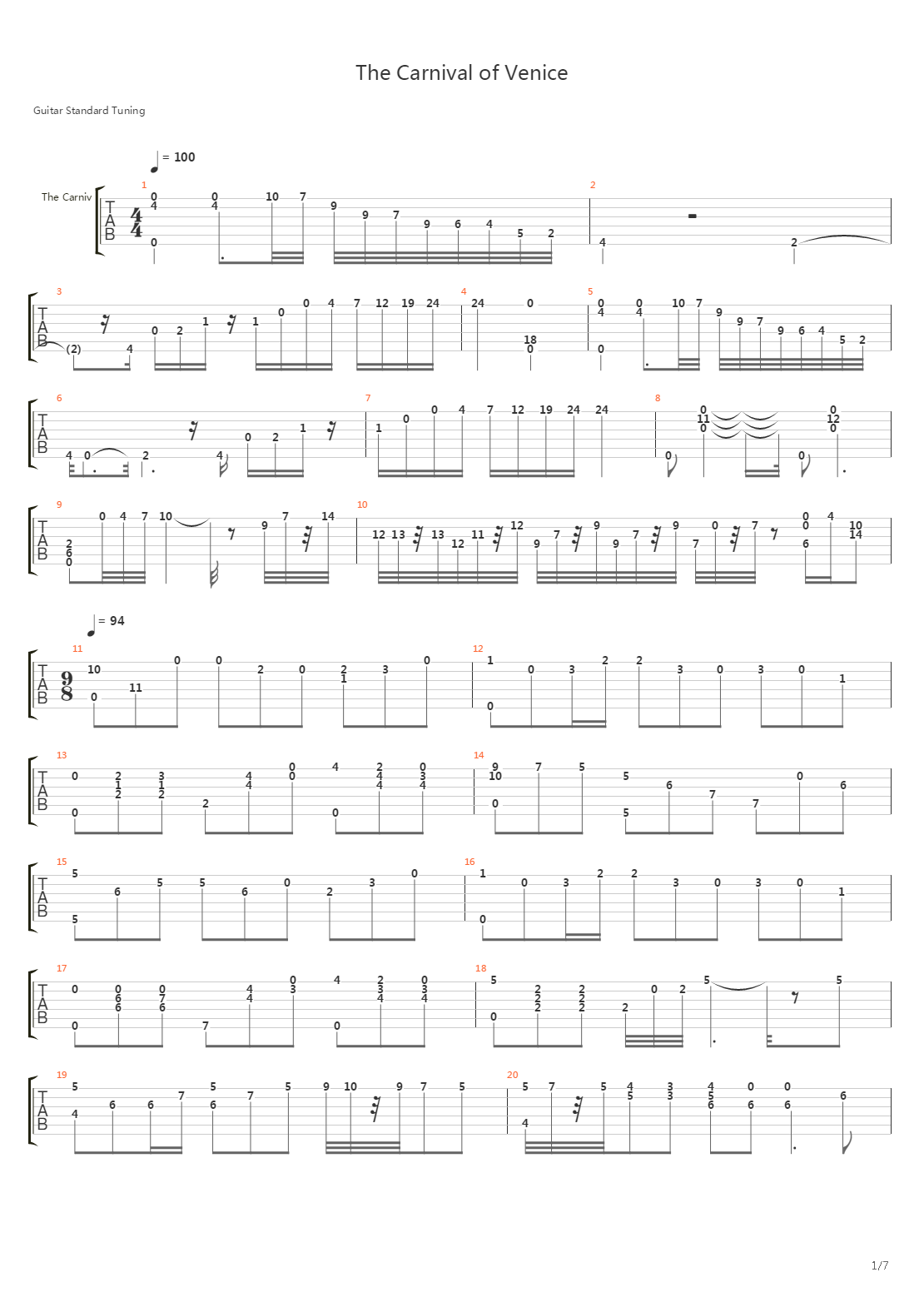 Carnival Of Venice吉他谱