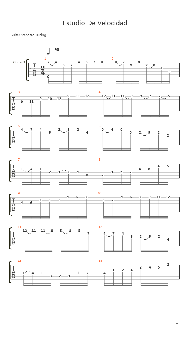 Estudio De Velocidad吉他谱