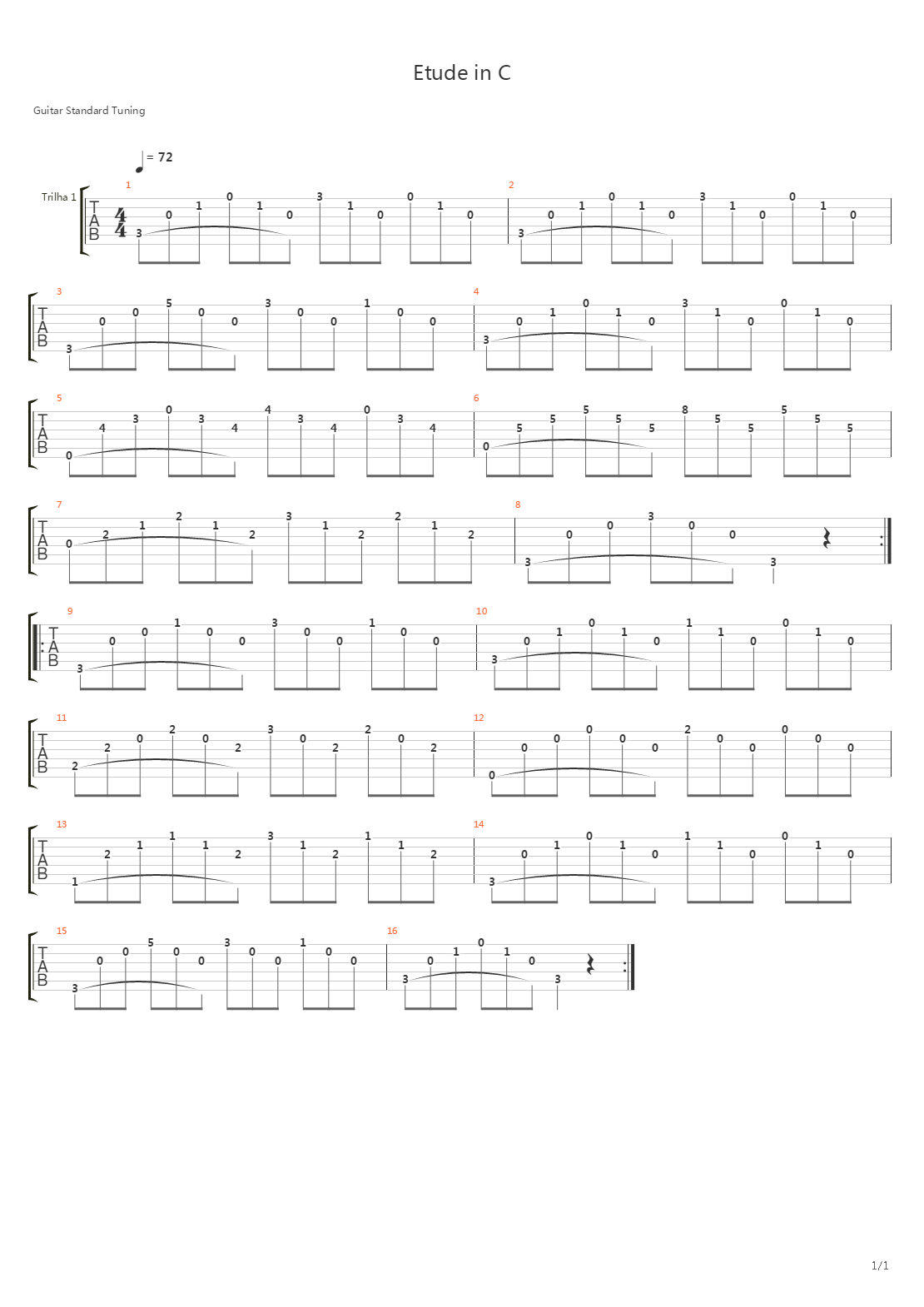 Etude In C吉他谱