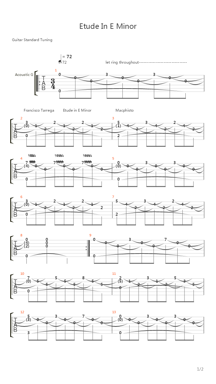 Etude In E Minor吉他谱