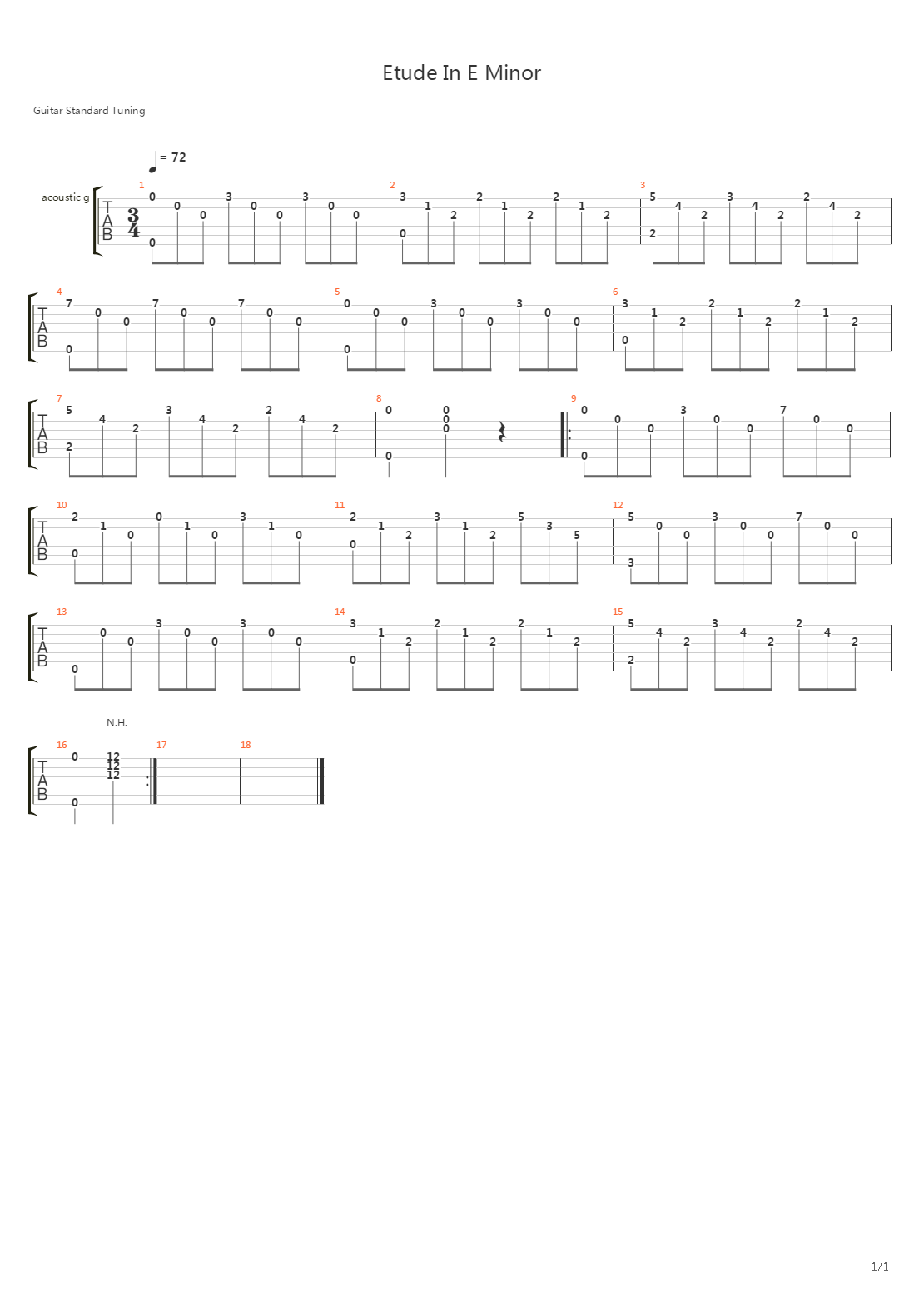 Etude In E Minor吉他谱