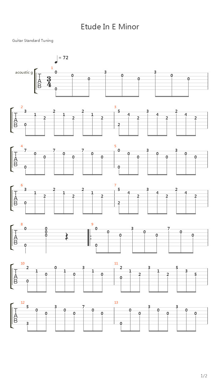 Etude In E Minor吉他谱