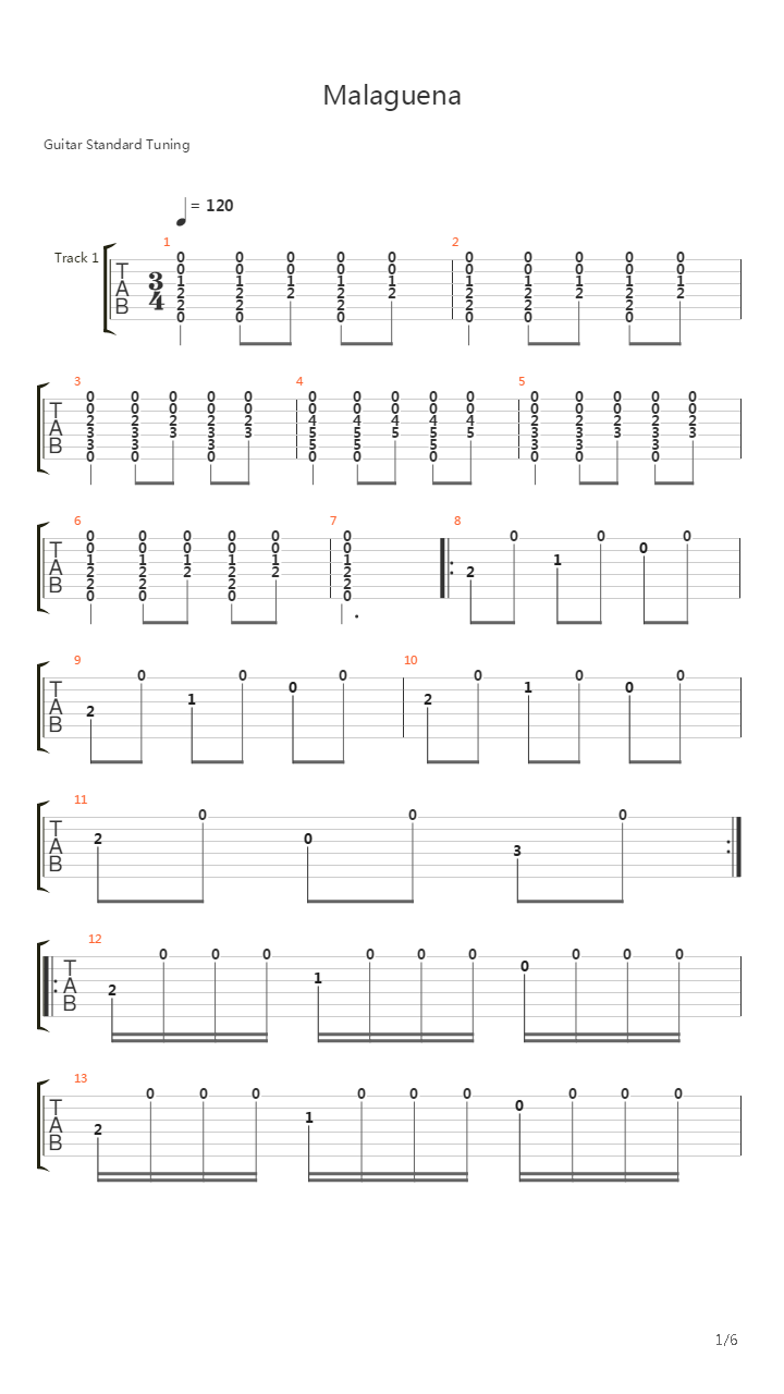 Malaguena吉他谱