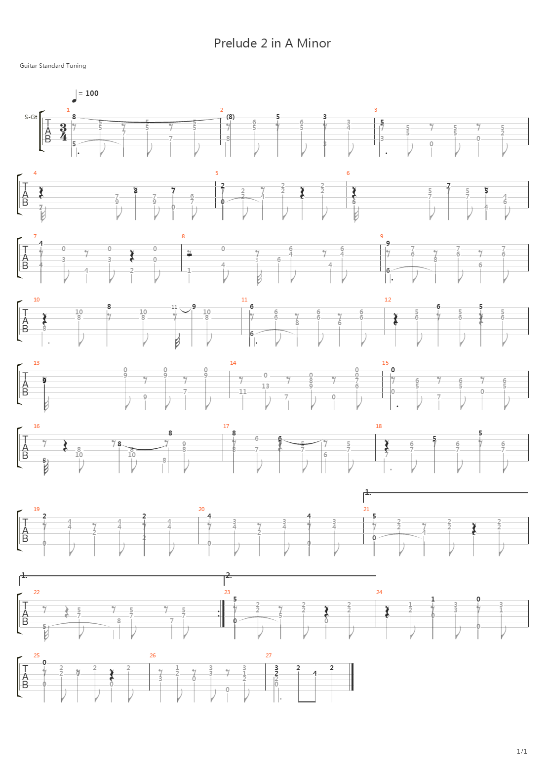 Prelude 2 In A Minor吉他谱