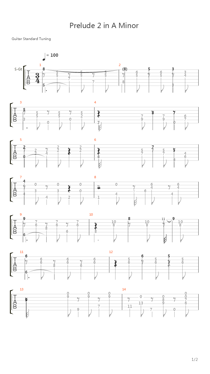 Prelude 2 In A Minor吉他谱