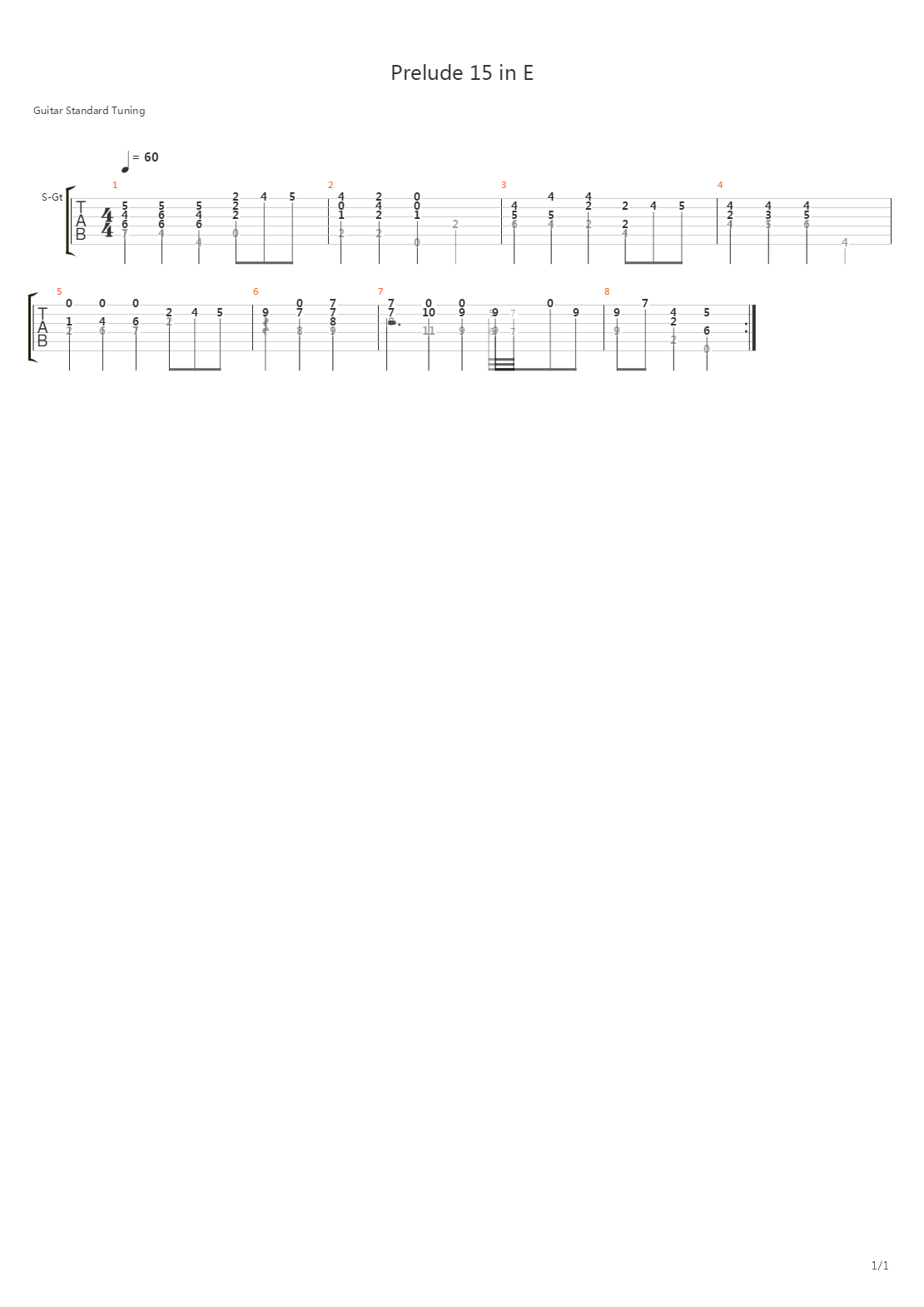 Prelude 15 In E吉他谱