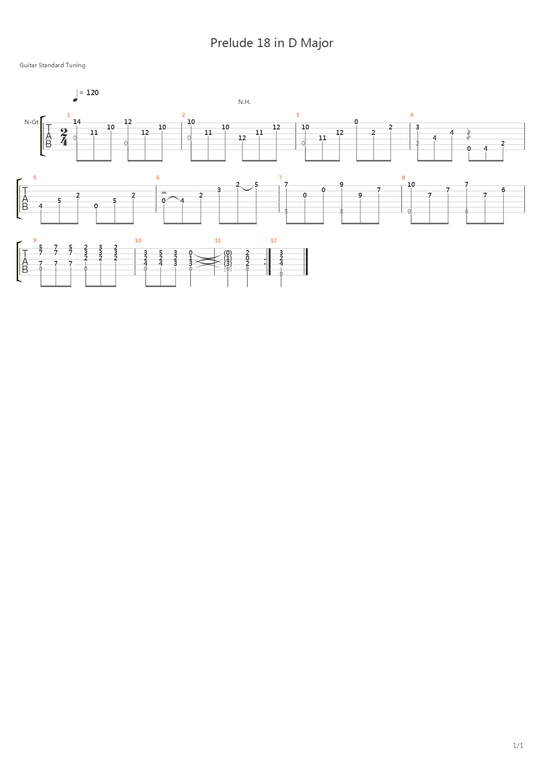 Prelude 18 In D Major吉他谱