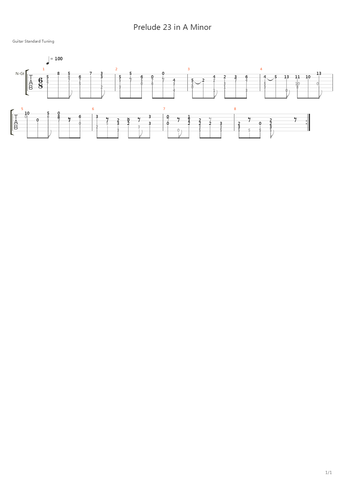 Prelude 23 In A Minor吉他谱