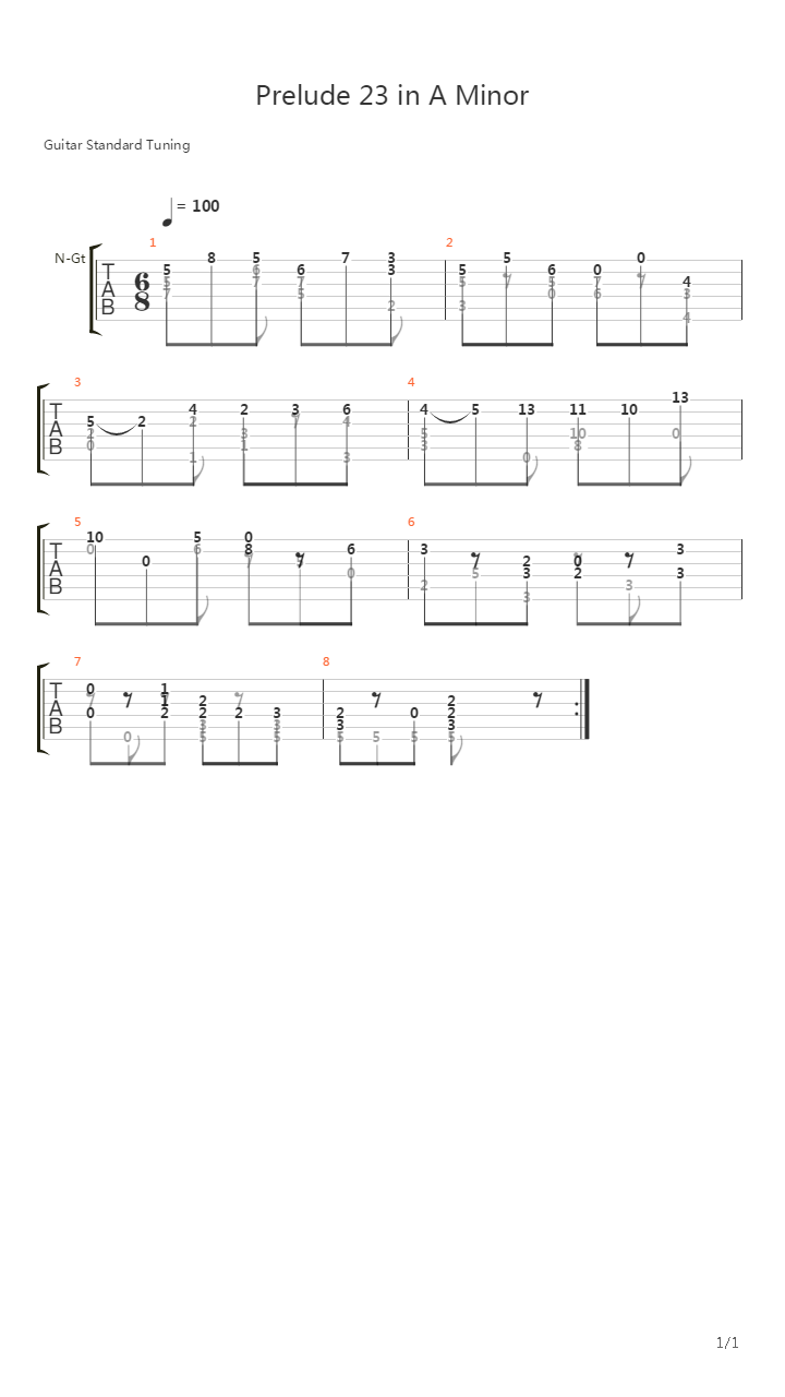 Prelude 23 In A Minor吉他谱