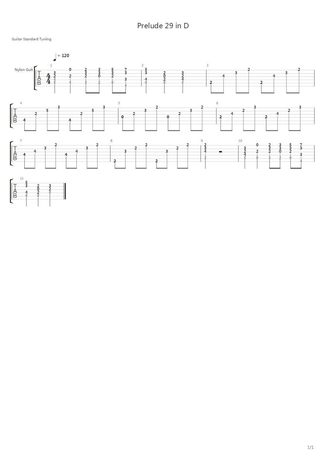 Prelude 29 In D吉他谱