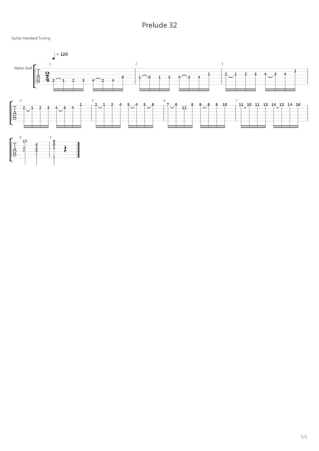 Prelude 32 In E吉他谱