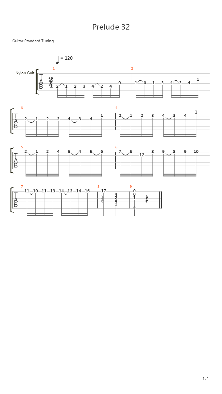 Prelude 32 In E吉他谱