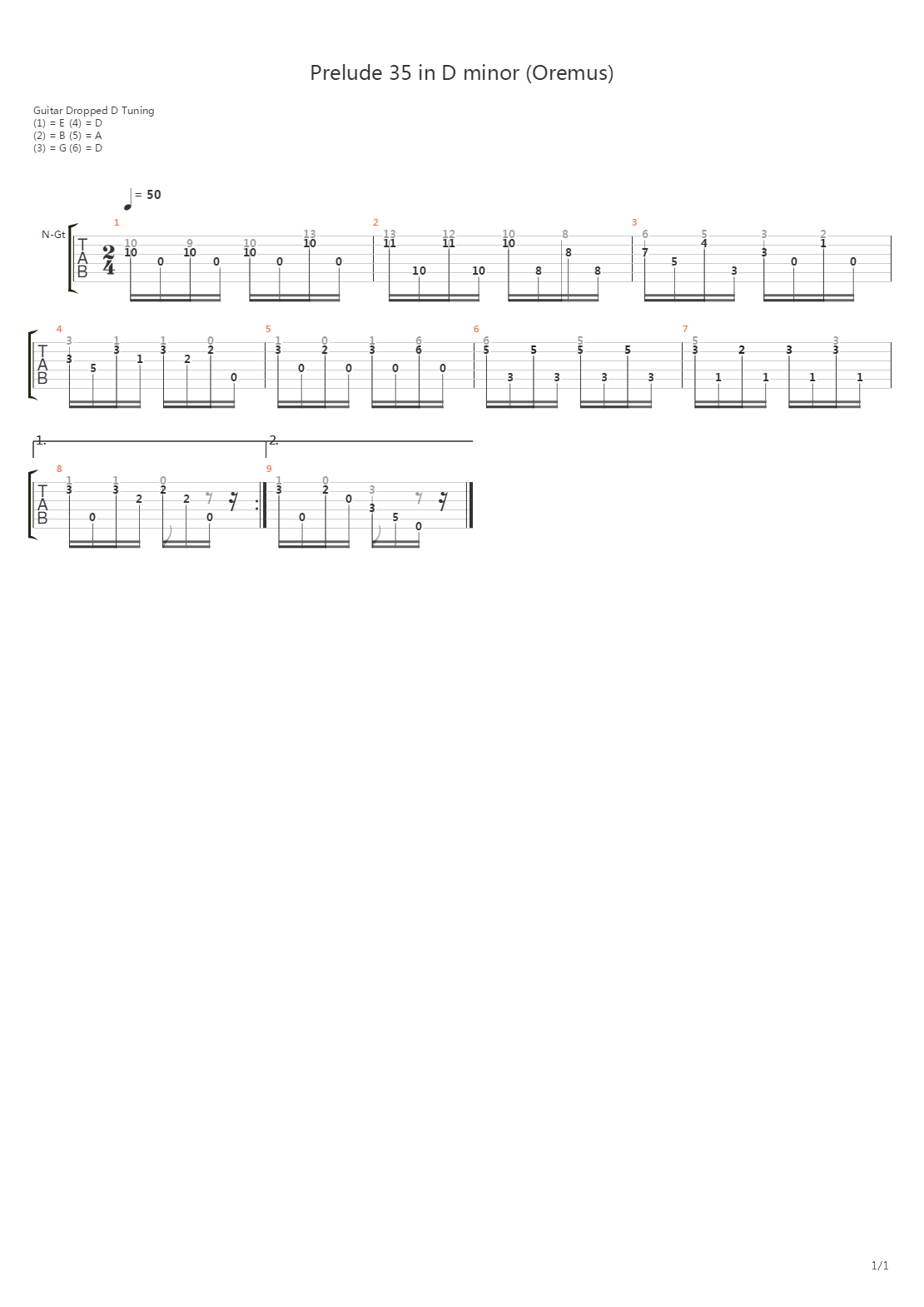 Prelude 35 In D Minor Oremus吉他谱