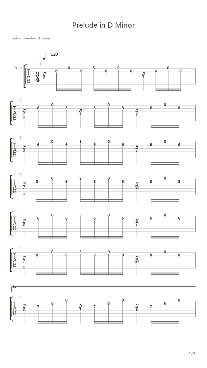 Prelude In D Minor吉他谱