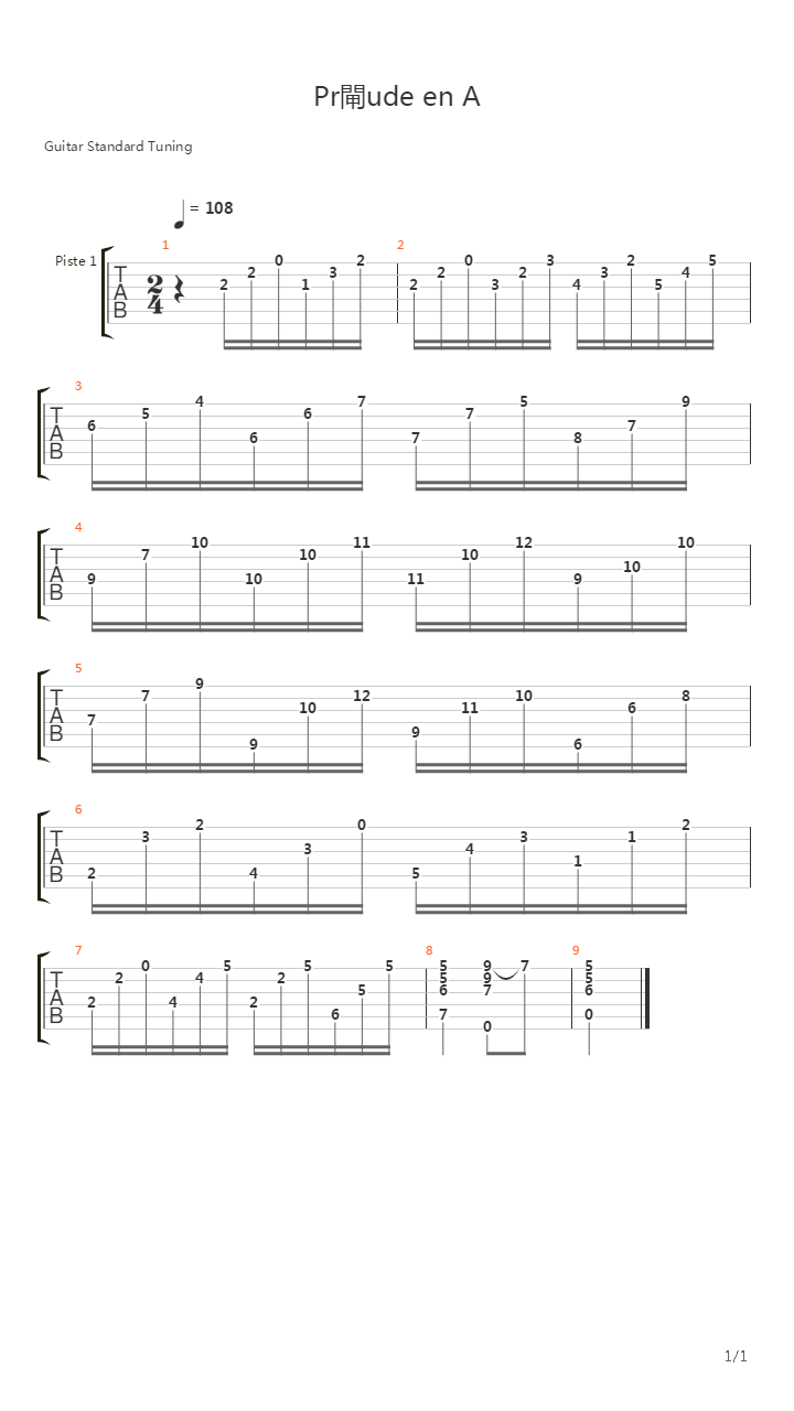 Prlude En A吉他谱