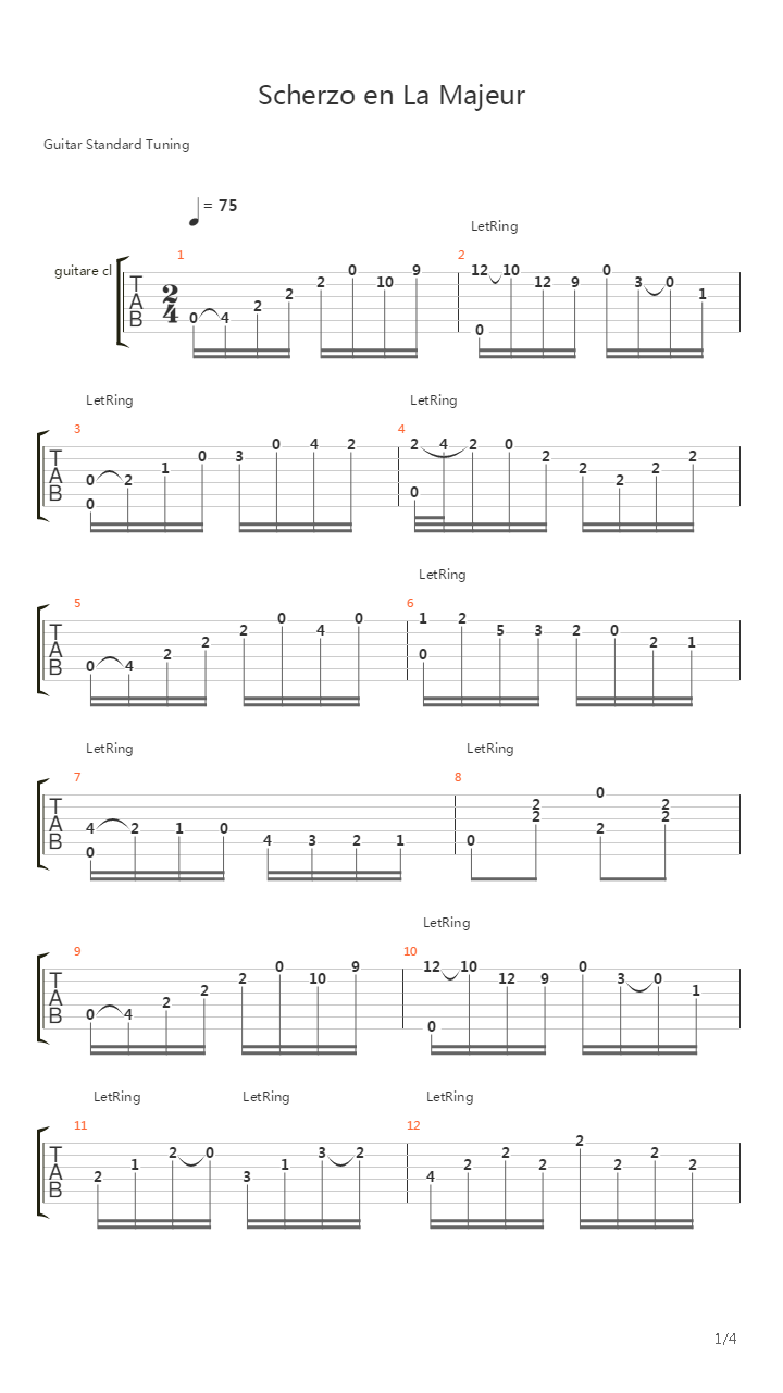 Scherzo En La Majeur吉他谱