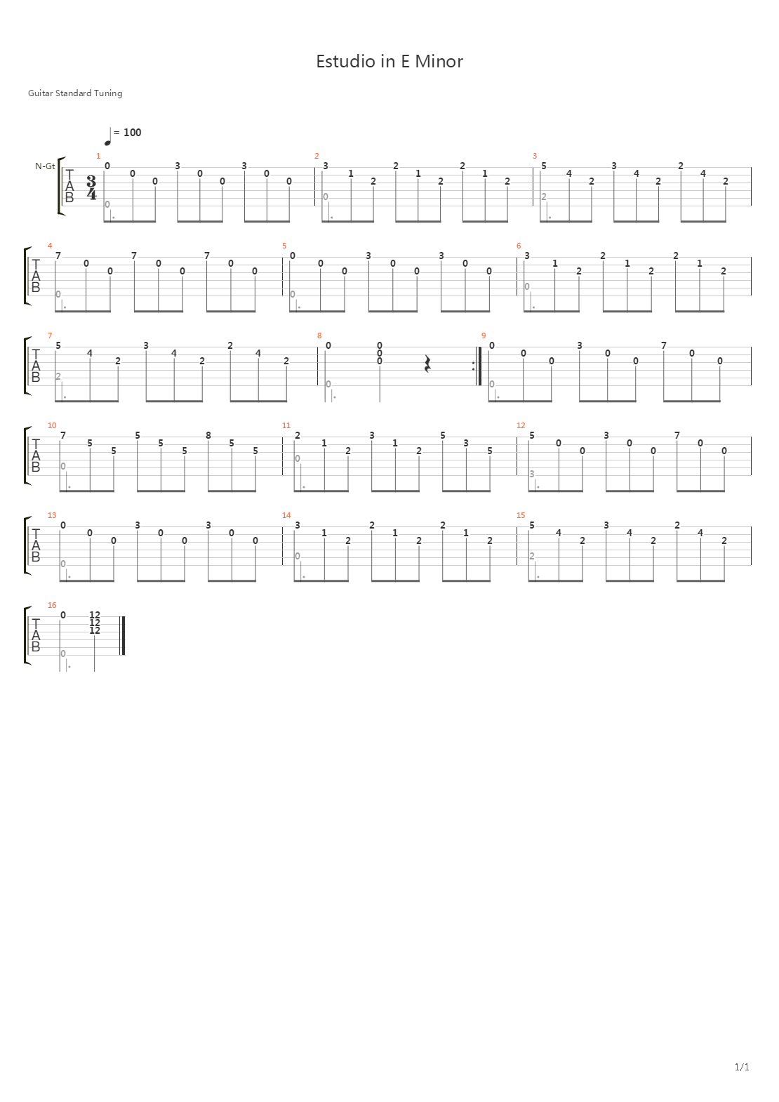 Study In E Minor吉他谱