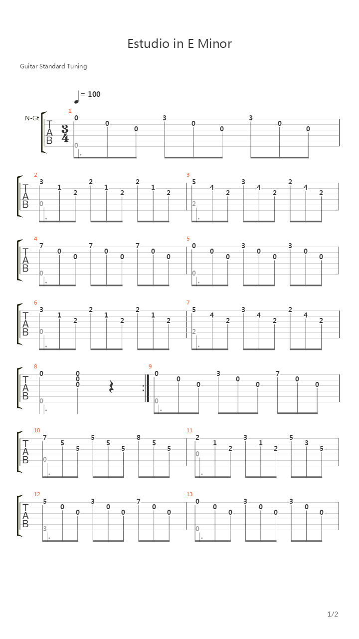 Study In E Minor吉他谱