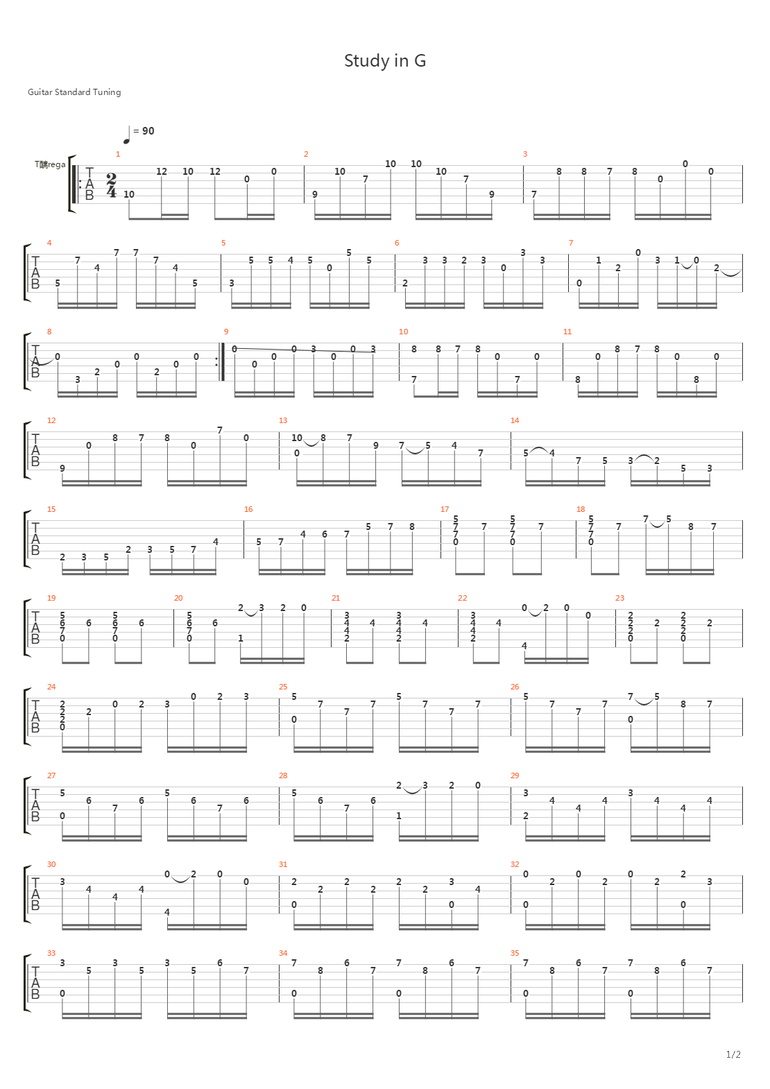 Study in G吉他谱
